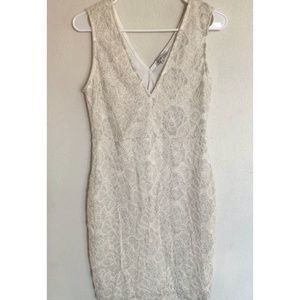 White Body-Con Dress with Silver Sparkles from Charlotte Russe